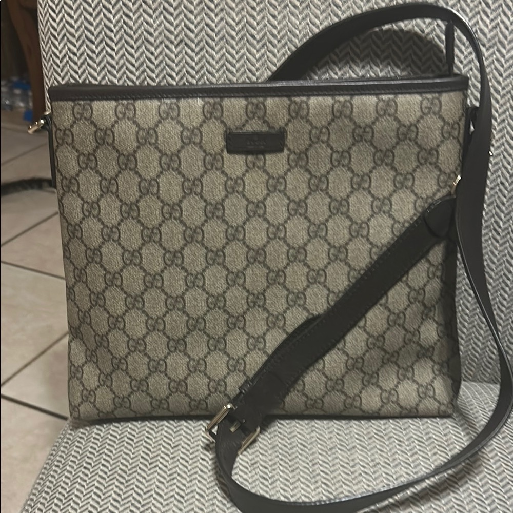 Gucci Cream and Black Crossbody Bag with Monogram